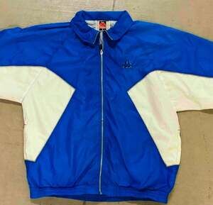 KAPPA Blue White Colorblock Nylon Blend Zip Windbreaker Track Jacket Men Size XL